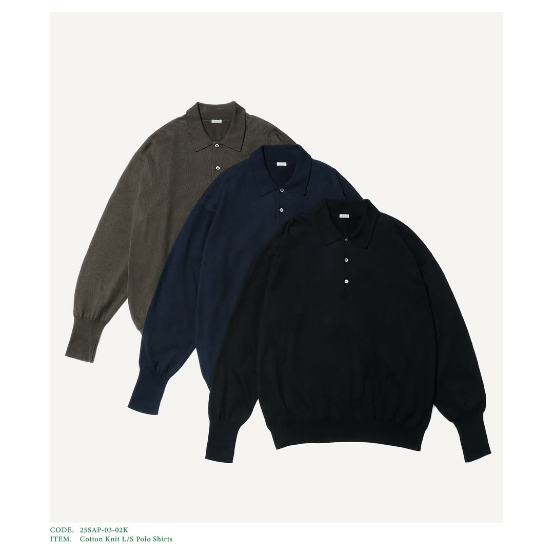 A.PRESSE 25SS Cotton Knit L/S Polo Shirts